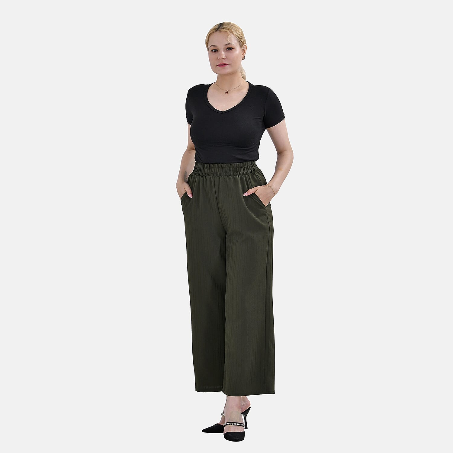 La Marey Swirl Jean and Pant-Trouser (Size L, 16 to 18) - Dark Green