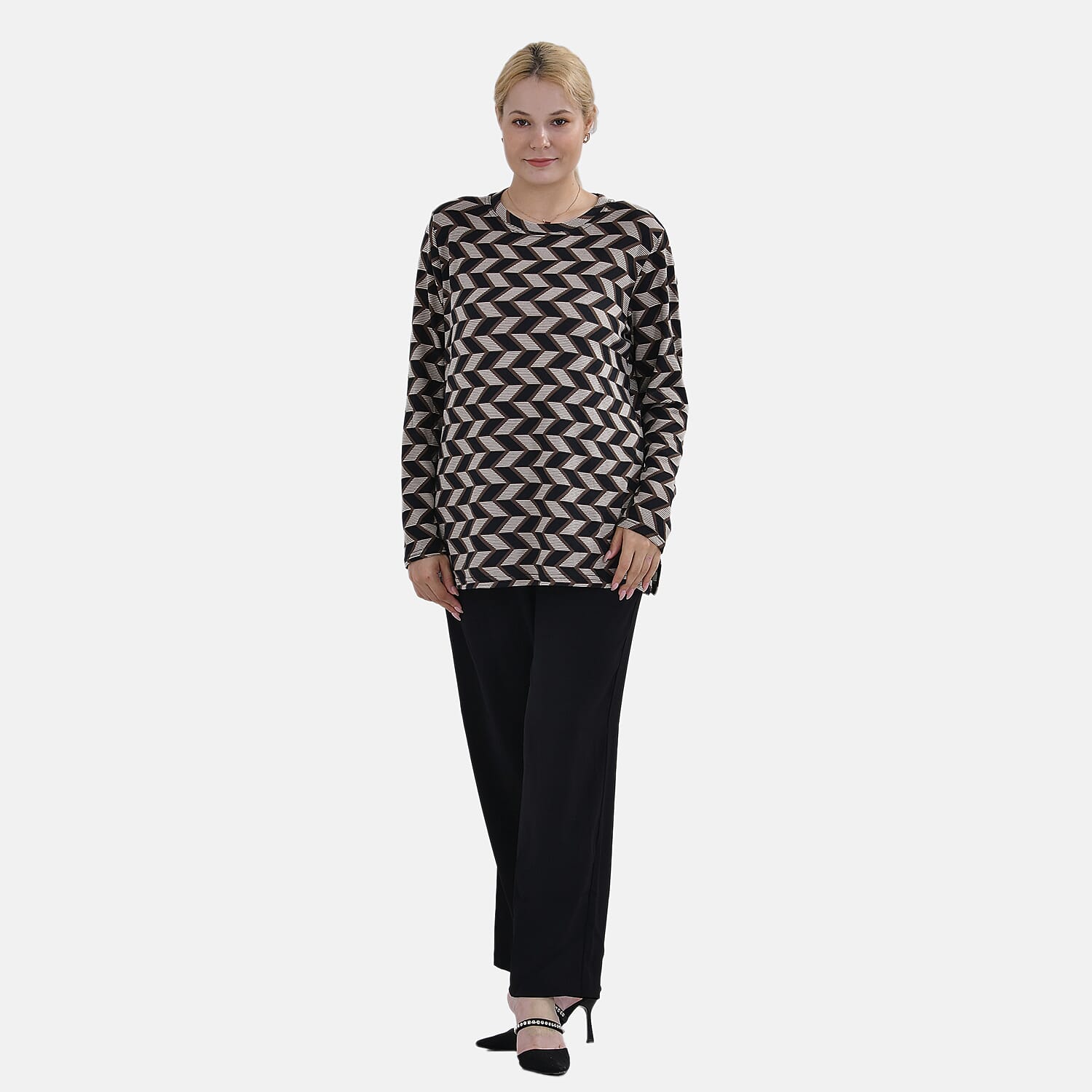 La Marey Printed Jersey Top (One Size) - Brown