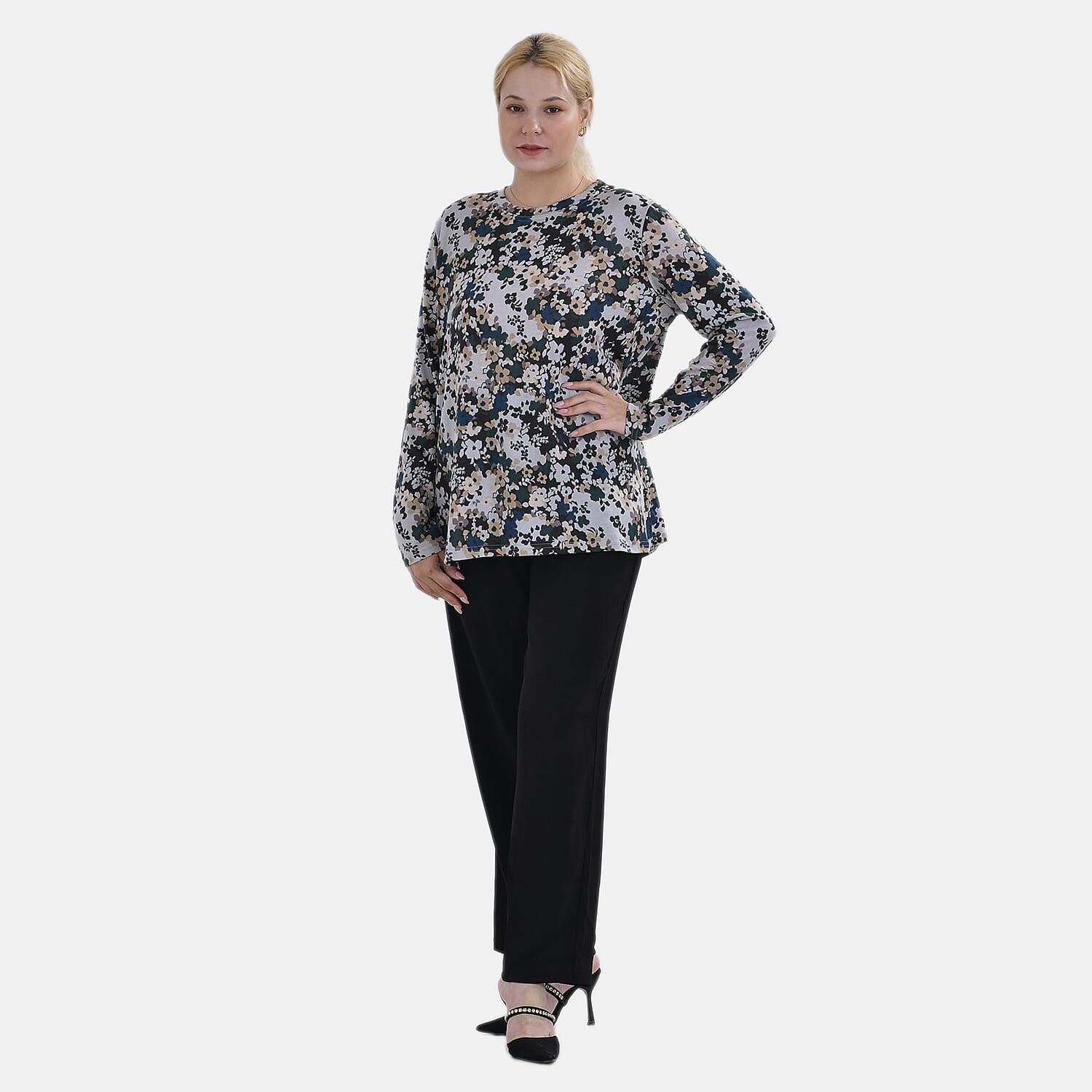 La Marey Floral Pattern Jersey Top (One Size) - Multi