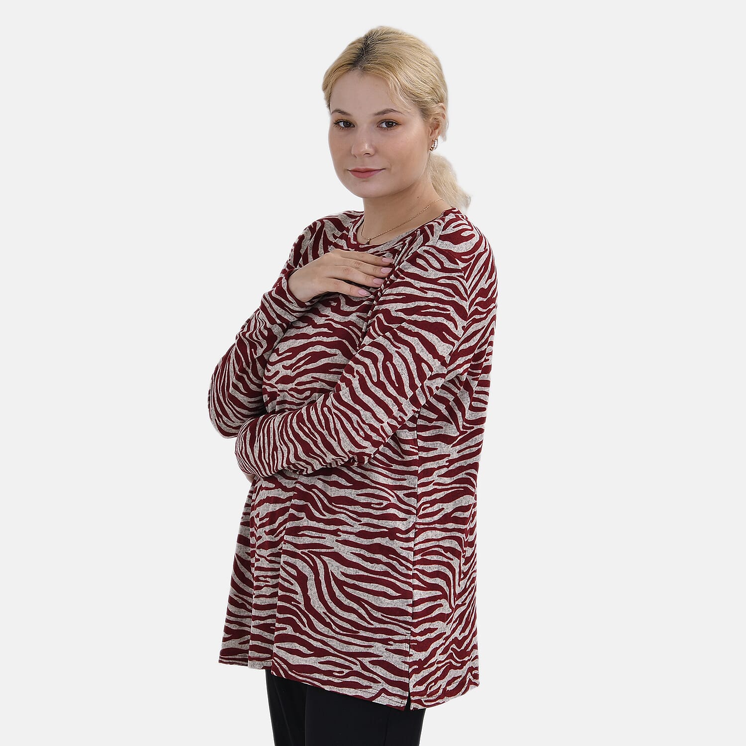 La Marey Printed Jersey Top (One Size) - Red