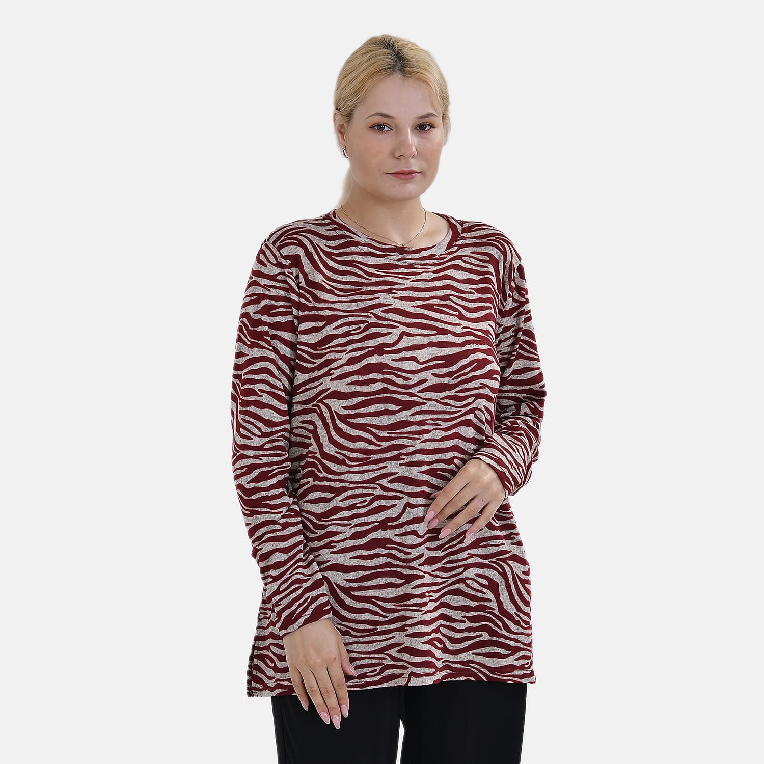 La Marey Printed Jersey Top (One Size) - Red
