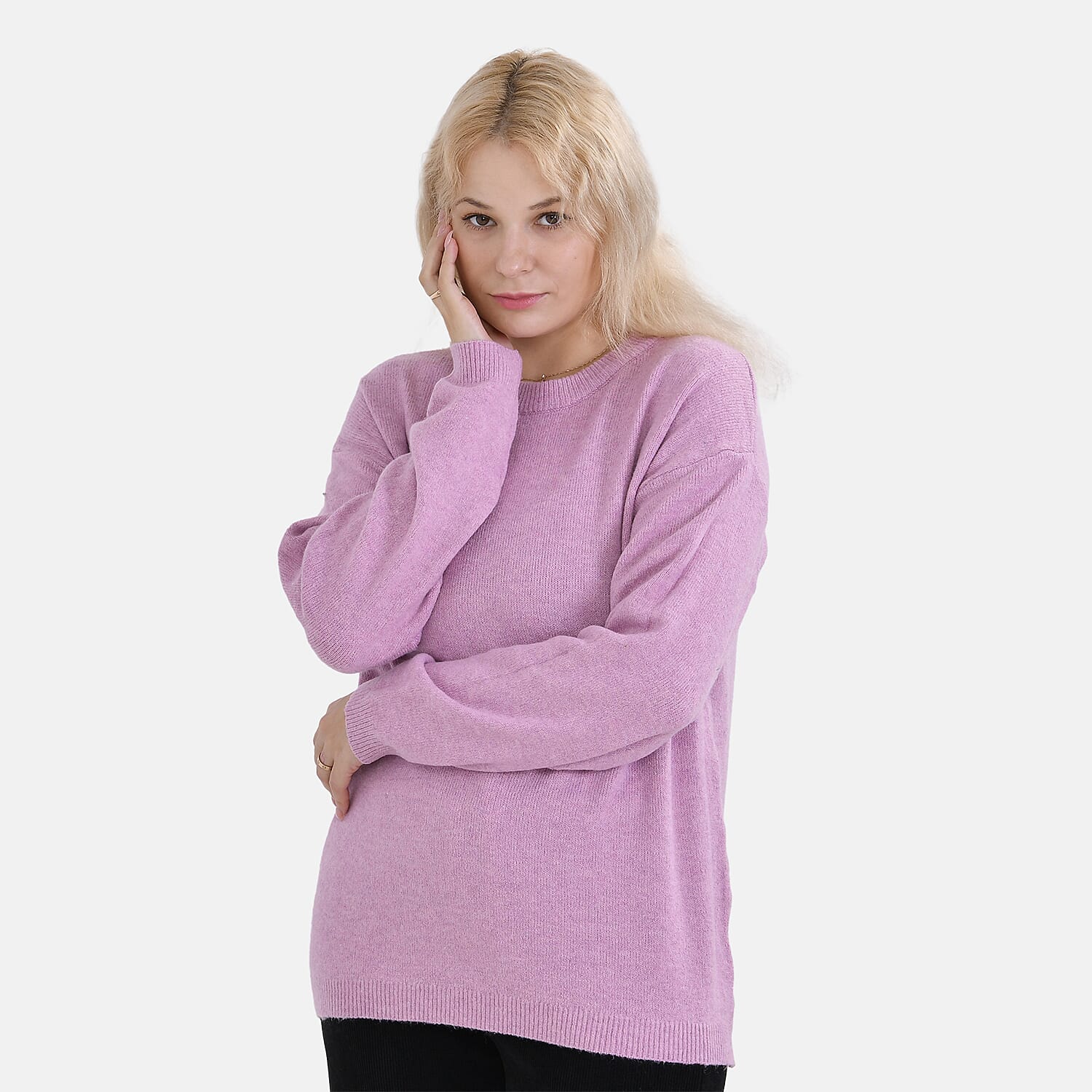 LA MAREY Round Neck Super Soft Jumper (Size S) - Purple