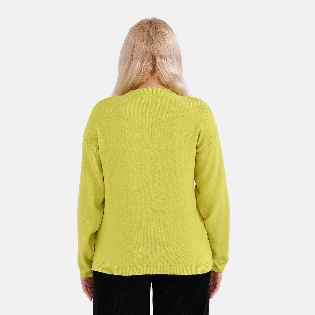 La Marey Round Neck Super Soft Jumper (Size L) - Chartreuse
