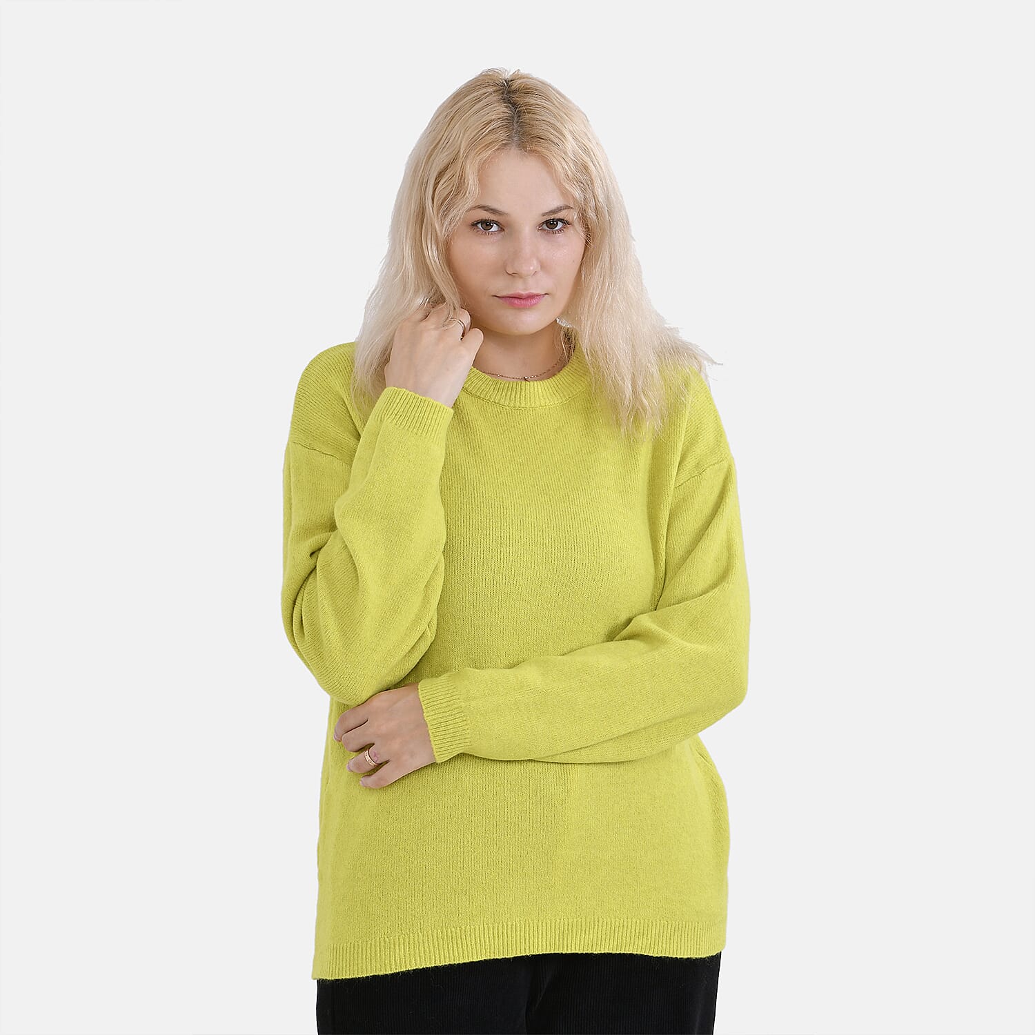 La Marey Round Neck Super Soft Jumper (Size L) - Chartreuse