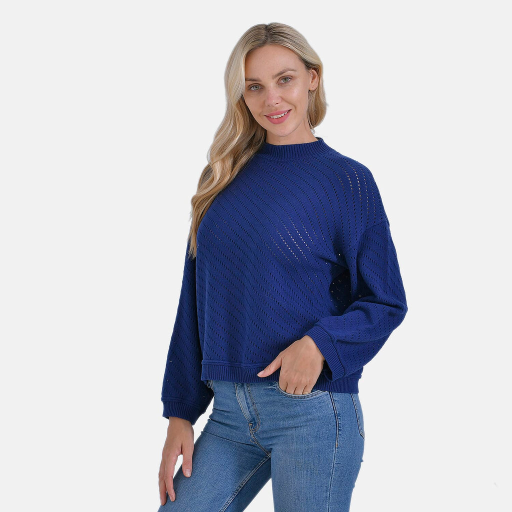 La Marey 100% Cotton Round Neck Cozy Jumper (Size L) - Navy