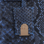 La Marey- Snakeskin Leather Satchel Bag with Adjustable Shoulder Strap (Size 30x23x13 Cm) - Light Blue