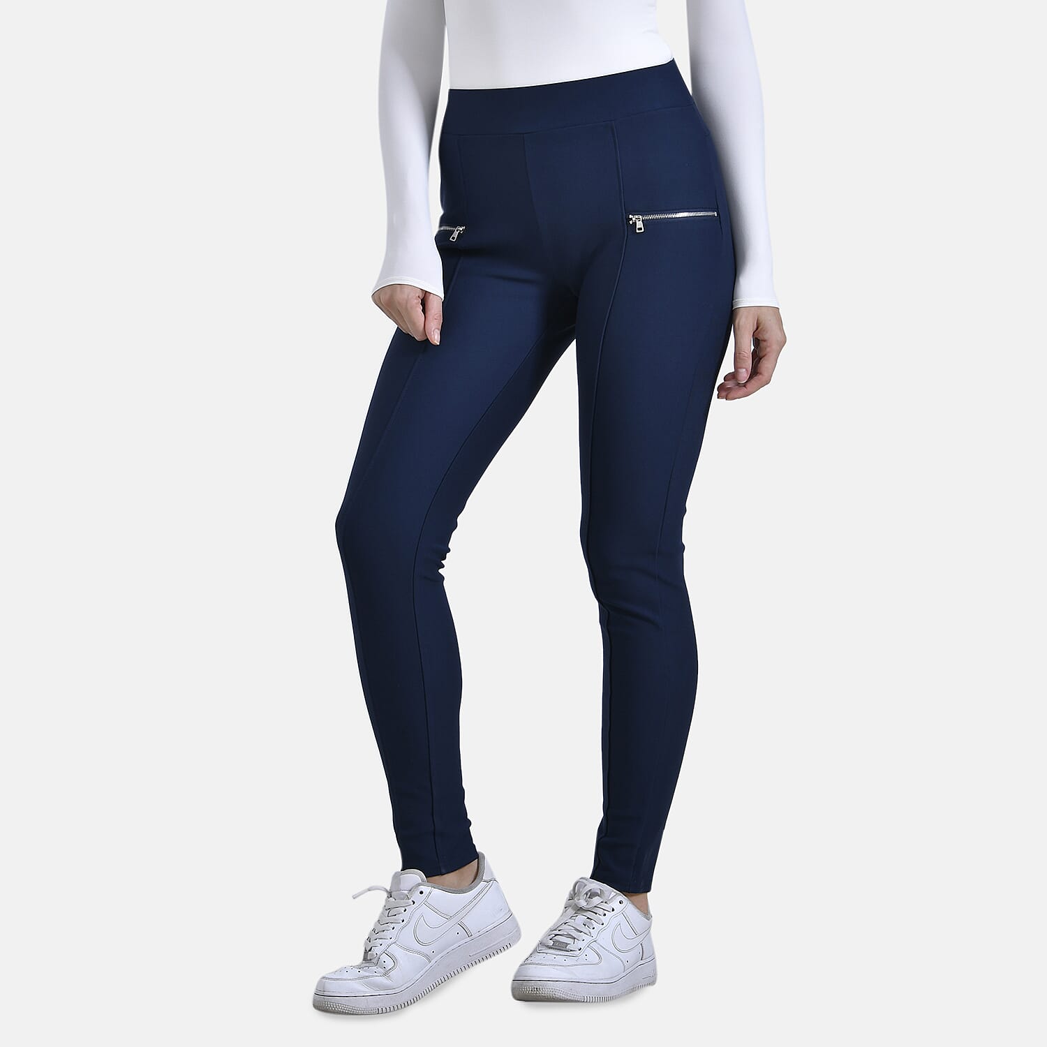 La Marey Zip Detail Ponte Trousers (Size S) - Blue