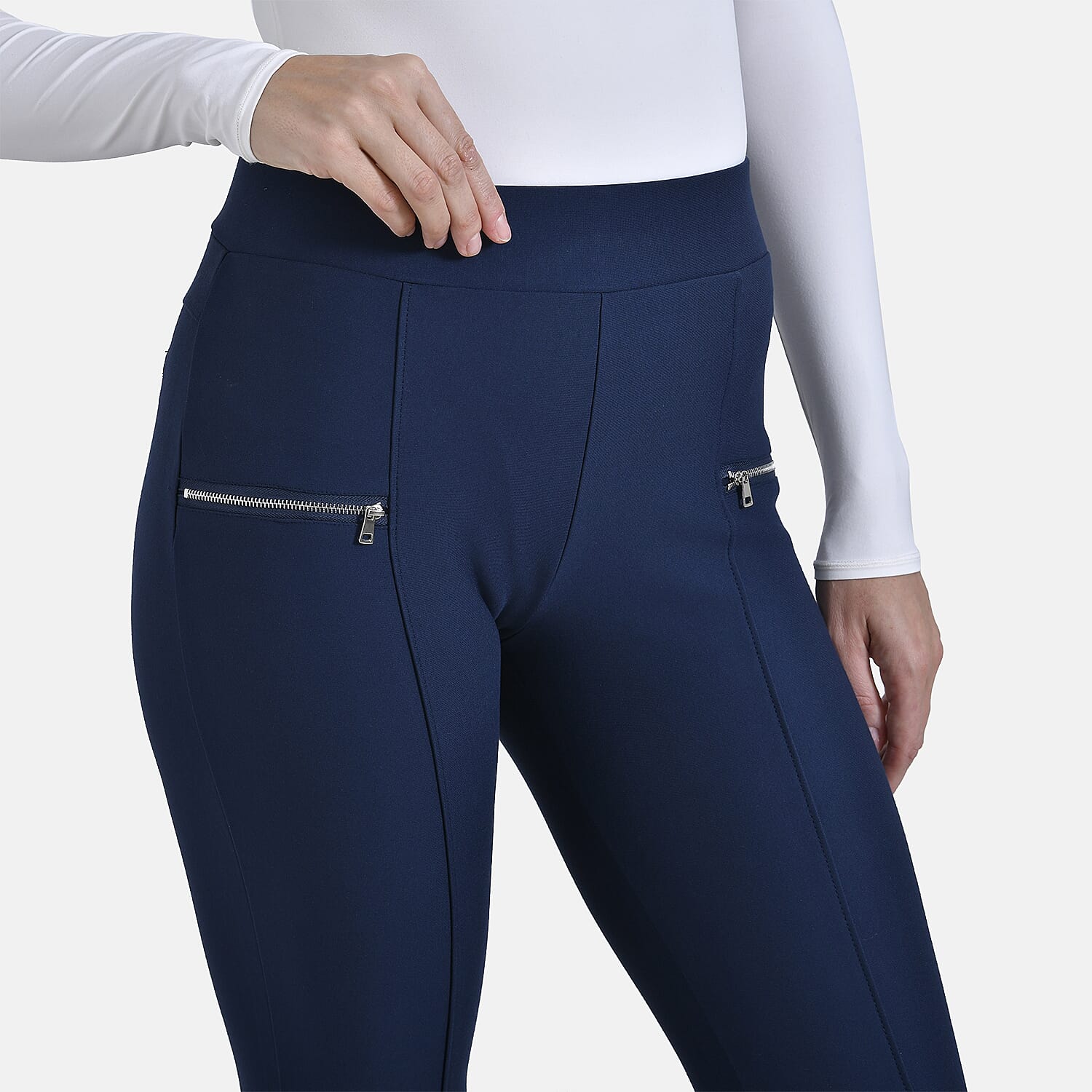 La Marey Zip Detail Ponte Trousers (Size S) - Blue