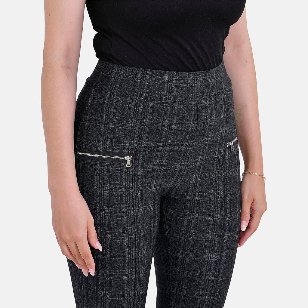La Marey Pantone Trousers with Zipper (Size L) - Black Plaid