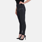 La Marey Ponte Trousers with Zipper (Size M) - Black Plaid