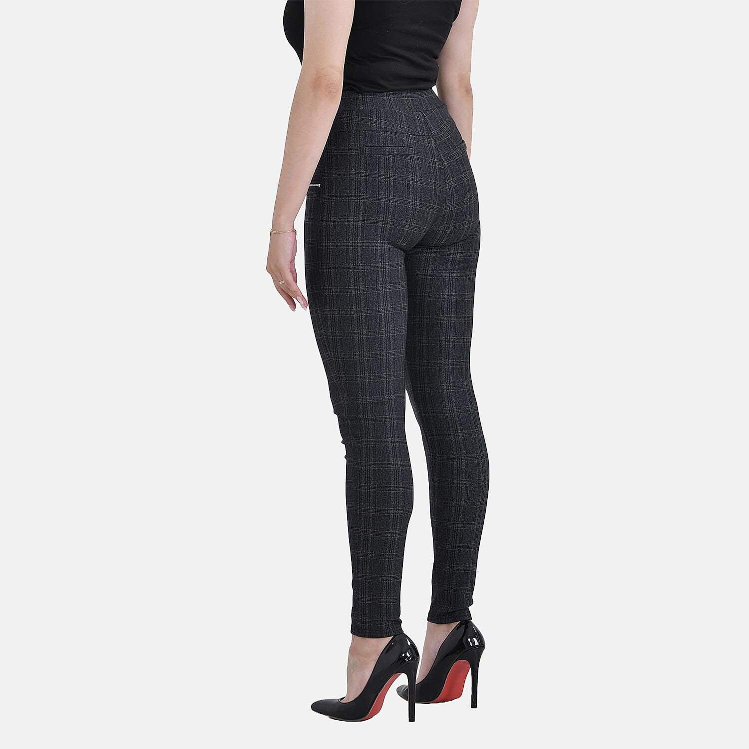 La Marey Pantone Trousers with Zipper (Size XL) - Black Plaid