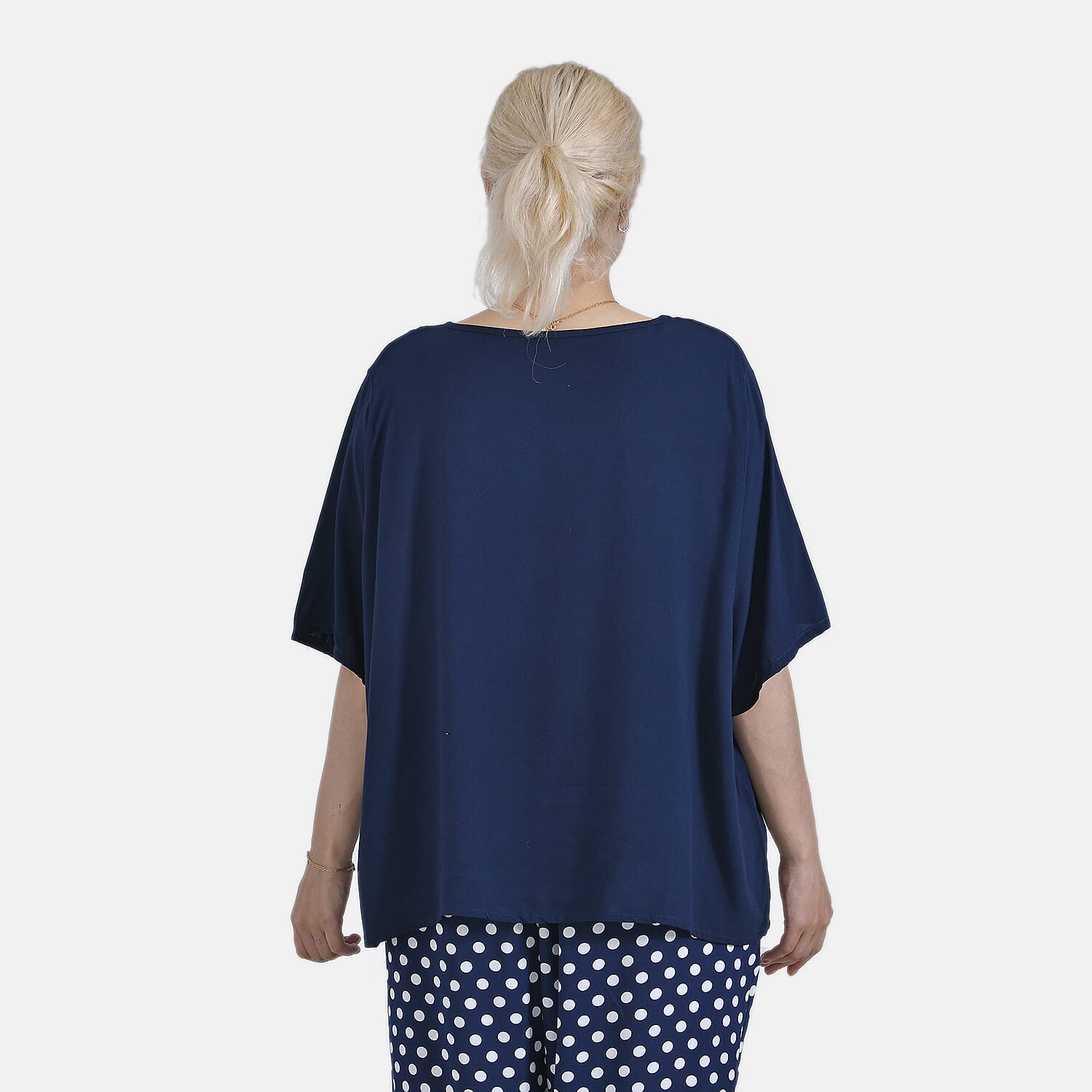 La Marey Relaxed Fit Polka Dot Loungewear Co-ords Set (Size 20 to 22) - Navy