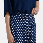 La Marey Relaxed Fit Polka Dot Loungewear Co-ords Set (Size 20 to 22) - Navy
