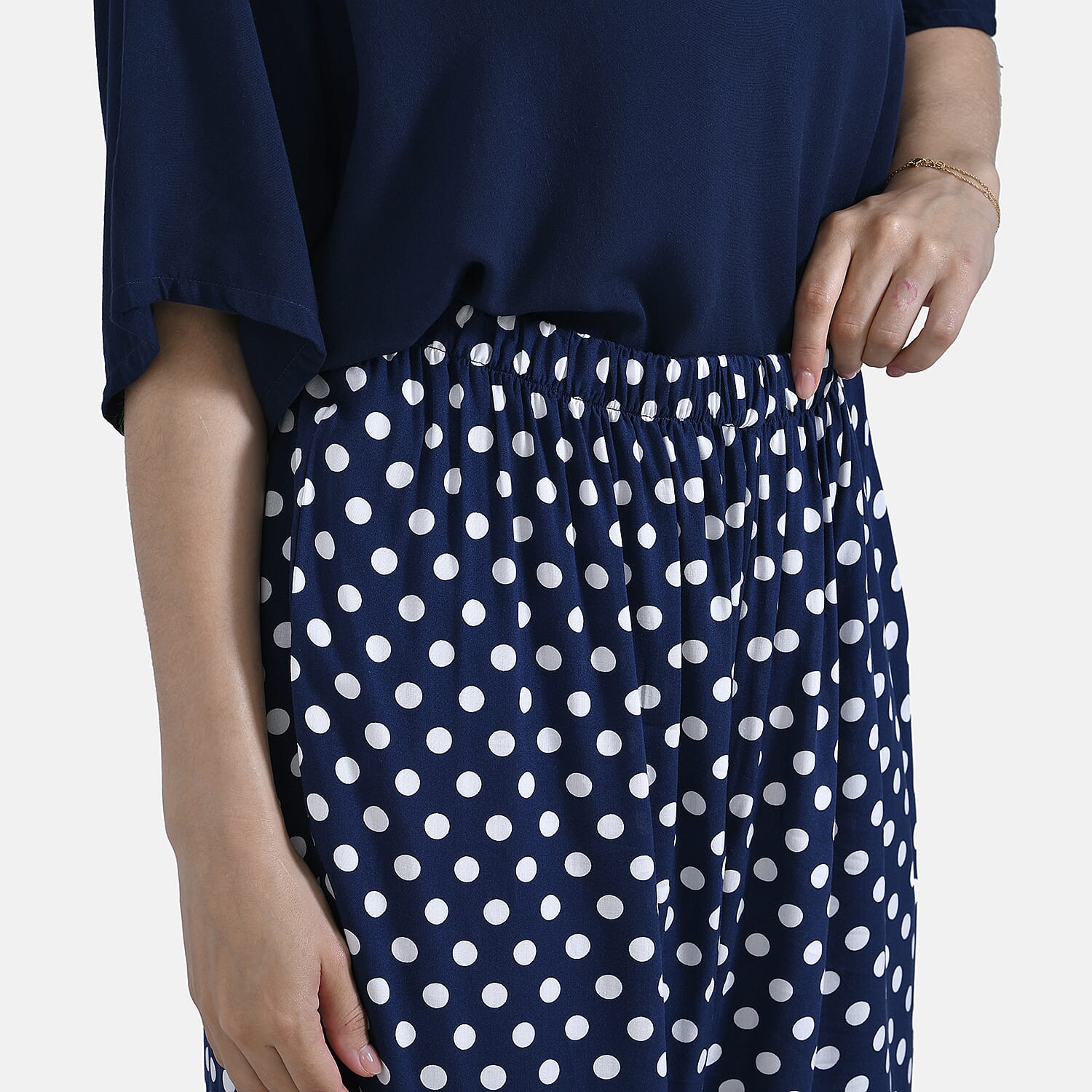 La Marey Relaxed Fit Polka Dot Loungewear Co-ords Set (Size 20 to 22) - Navy