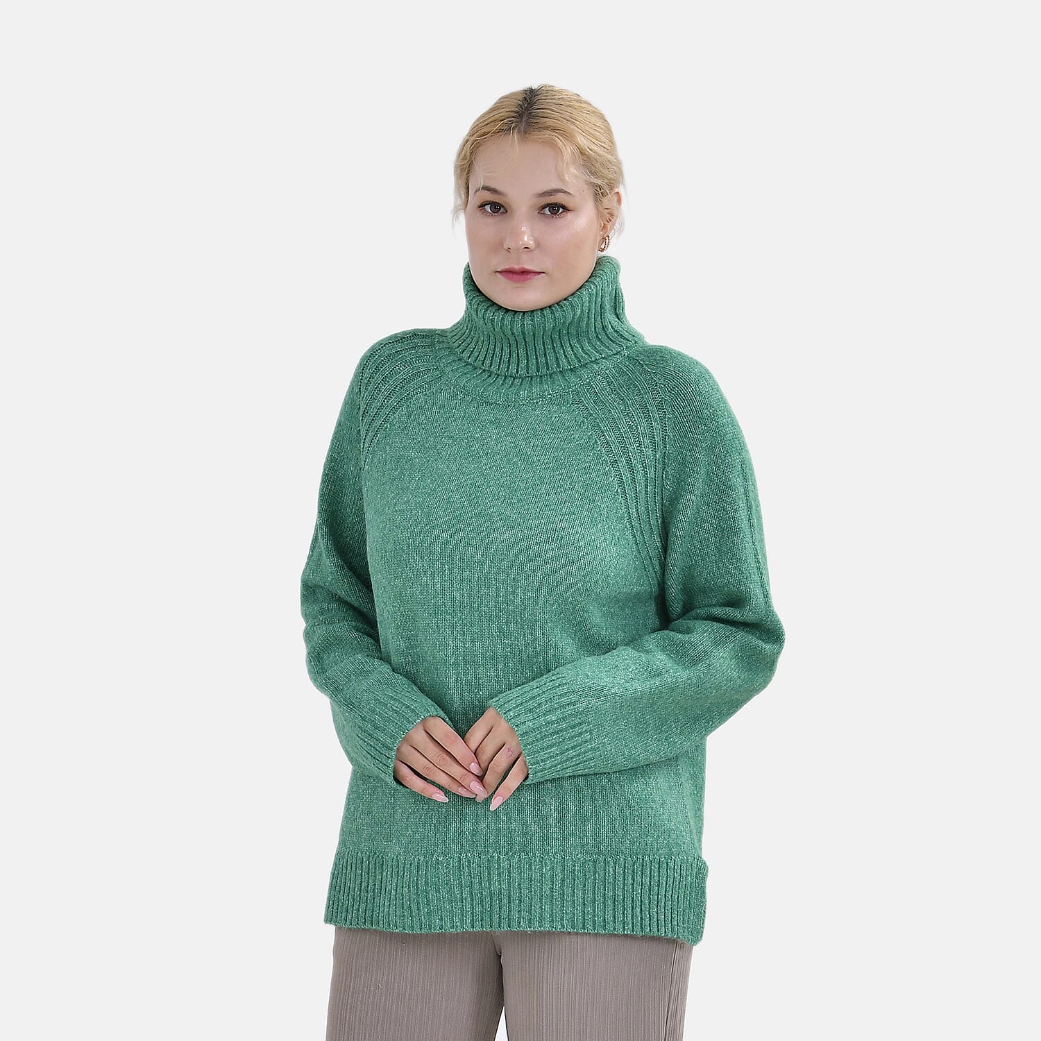 La Marey Roll Neck Jumper (Size L) - Green