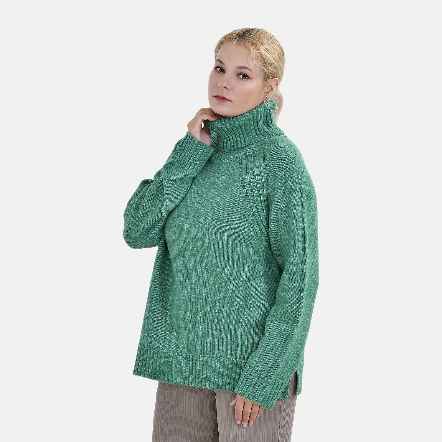 La Marey Roll Neck Jumper (Size L) - Green