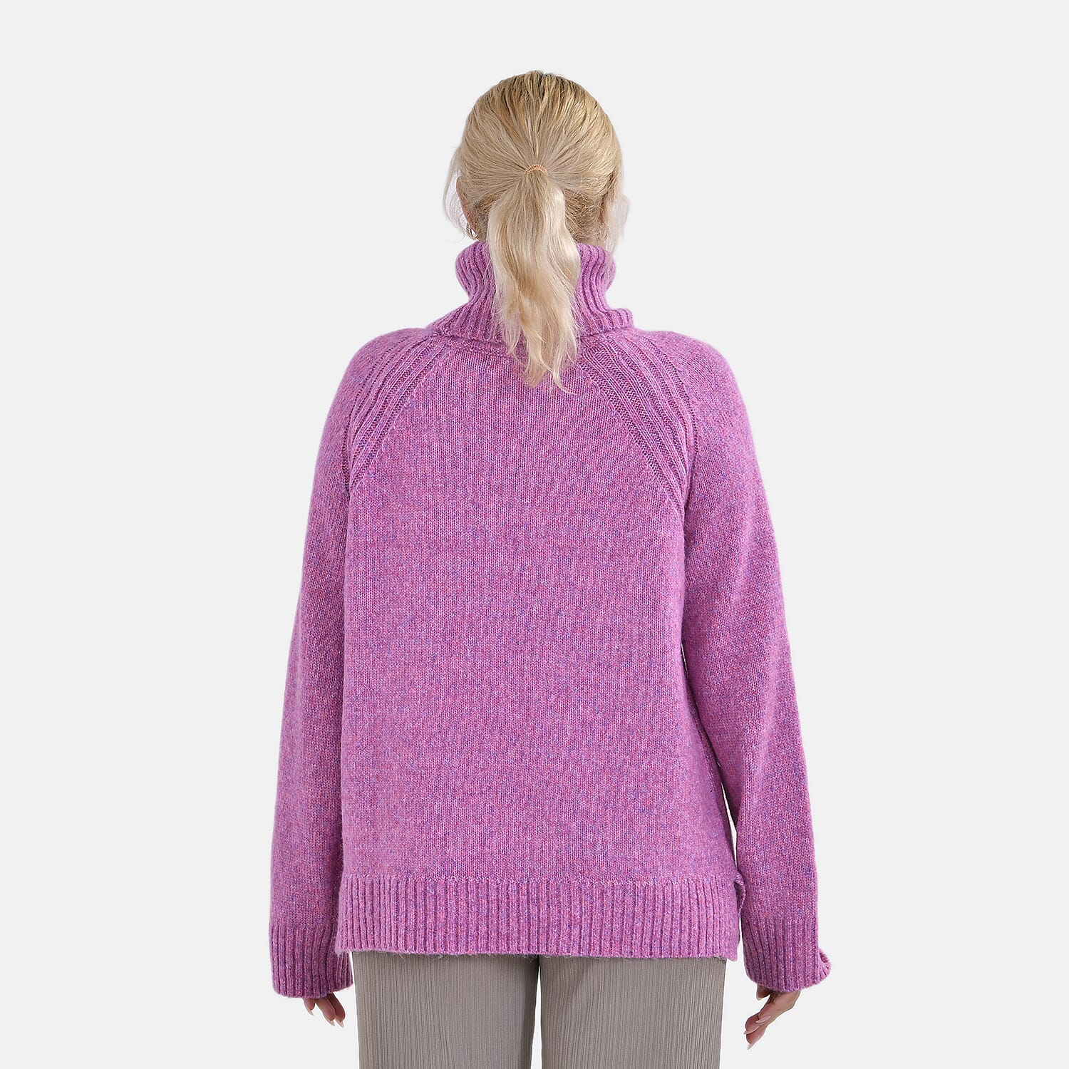 La Marey Roll Neck Jumper (Size 12 to 14) - Fuchsia