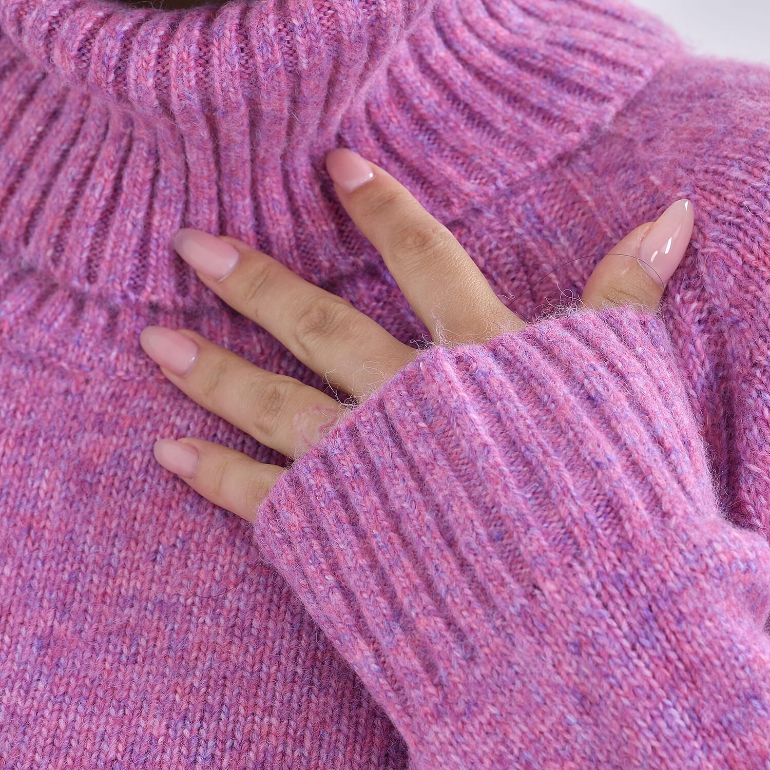 La Marey Roll Neck Jumper (Size 12 to 14) - Fuchsia