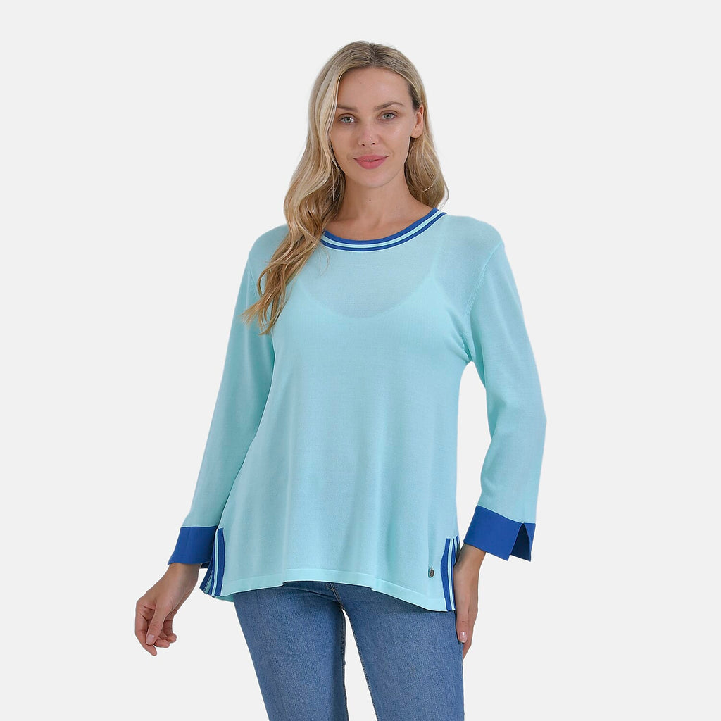 La Marey Round Neck Quarter Sleeve Jersey Top (Size 12 to 14) - Green