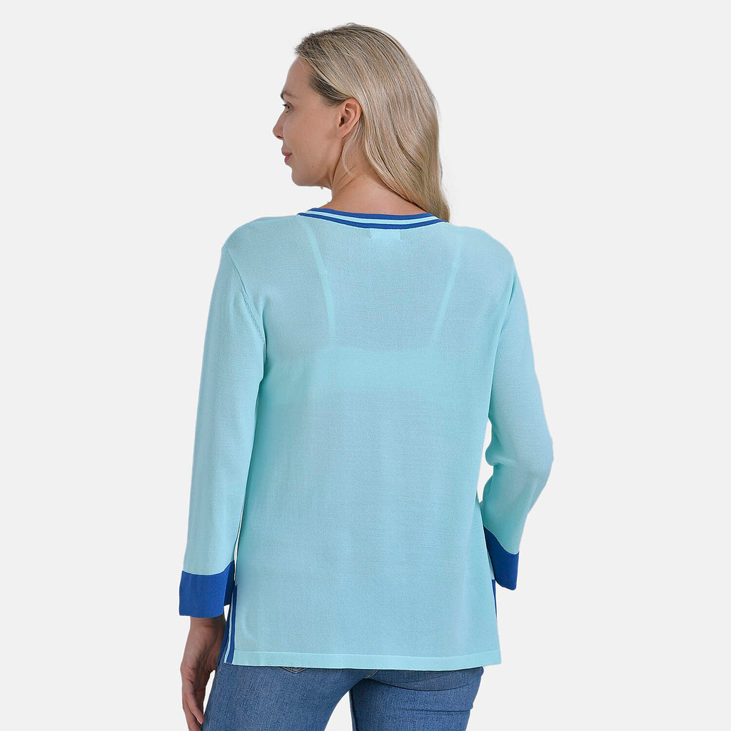 La Marey Round Neck Quarter Sleeve Jersey Top (Size 12 to 14) - Green