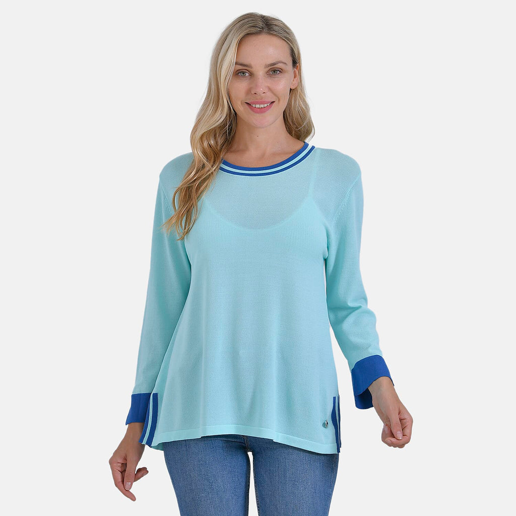 La Marey Round Neck Quarter Sleeve Jersey Top (Size 12 to 14) - Green