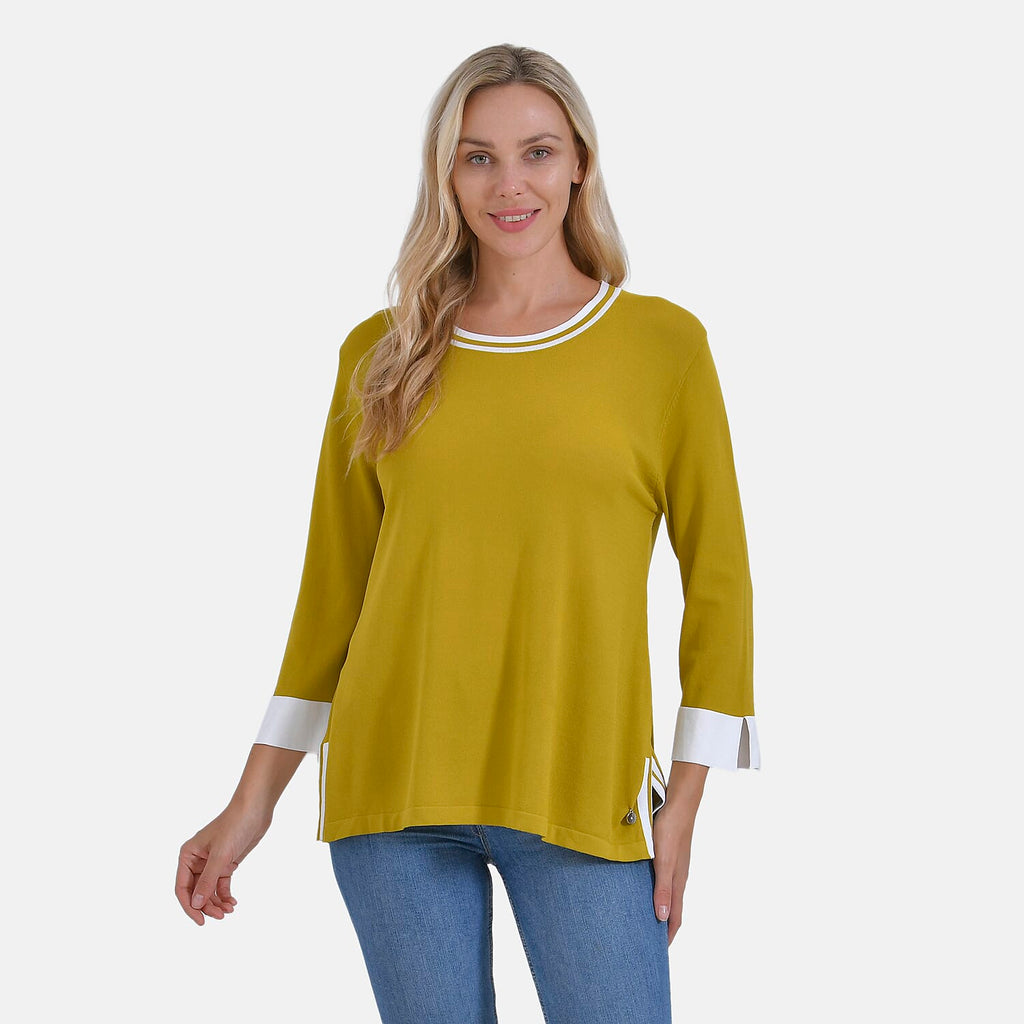 La Marey Round Neck Quarter Sleeve Jersey Top (Size 16 to 18) - Yellow