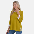 La Marey Round Neck Quarter Sleeve Jersey Top (Size 16 to 18) - Yellow