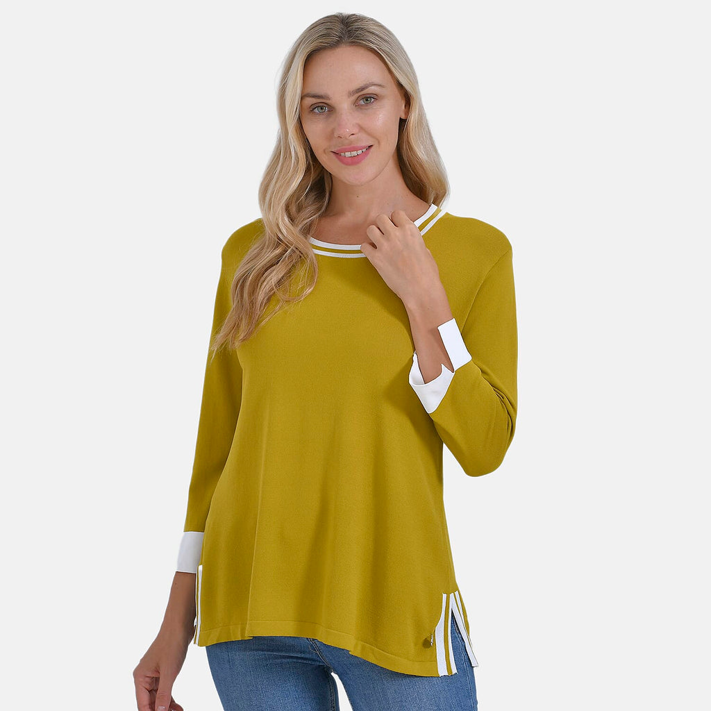 La Marey Round Neck Quarter Sleeve Jersey Top (Size 16 to 18) - Yellow