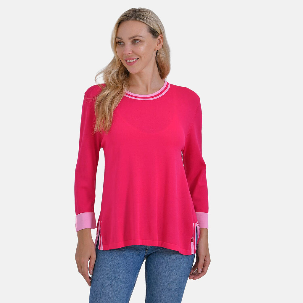 La Marey Round Neck Quarter Sleeve Jersey Top (Size 24 to 26) - Pink