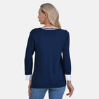 La Marey Viscose Solid Cardigan and Sweater-Jumper (Size 65x1 cm) - Navy & Yellow