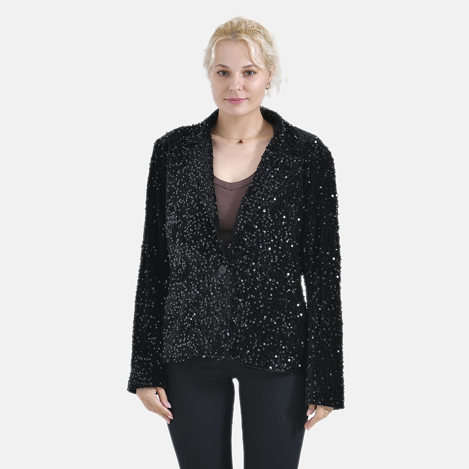 La Marey Sequin Blazer (Size XL, 20 to 22) - Black