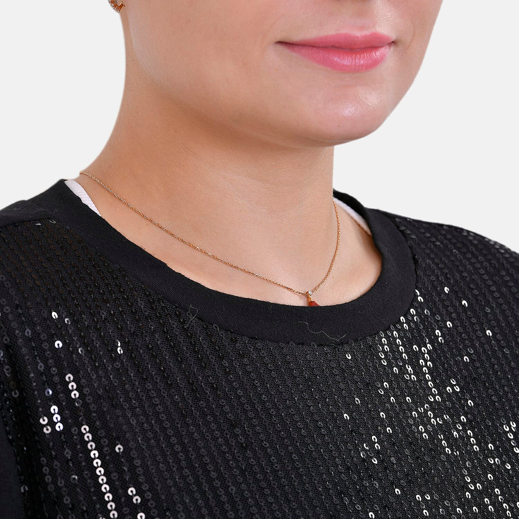 La Marey Sequin Top (Size L) - Black