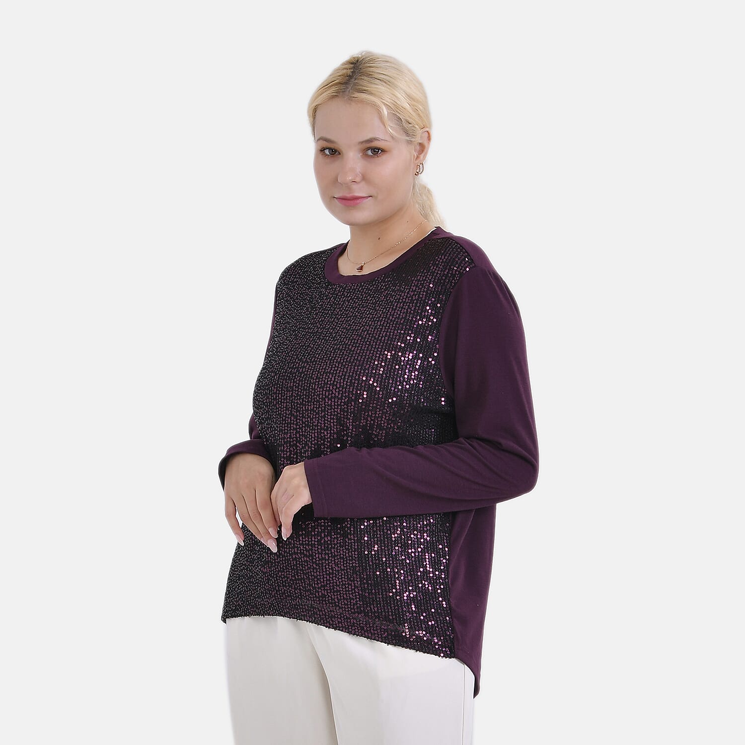 La Marey Sequin Top (Size L) - Purple