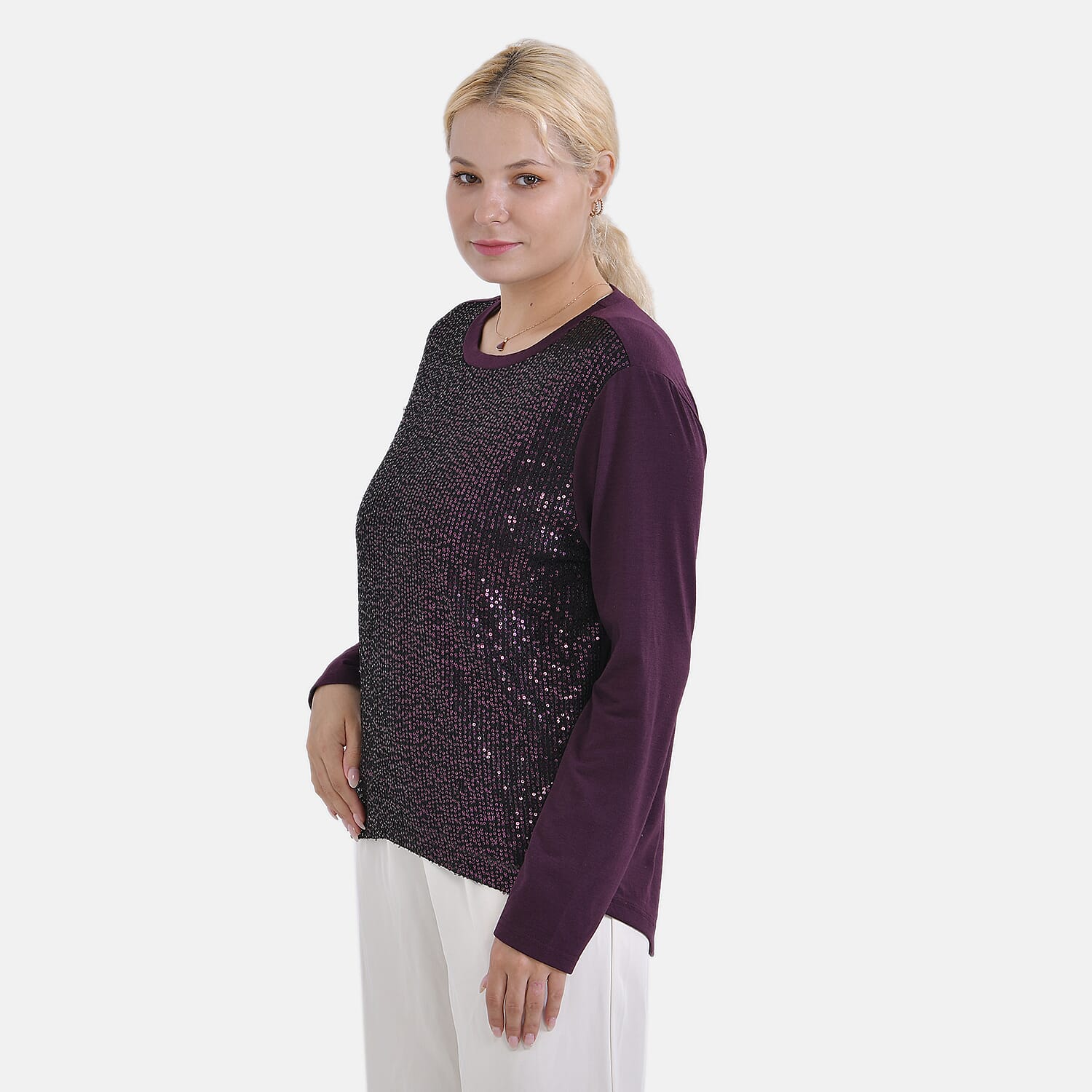 La Marey Sequin Top (Size L) - Purple