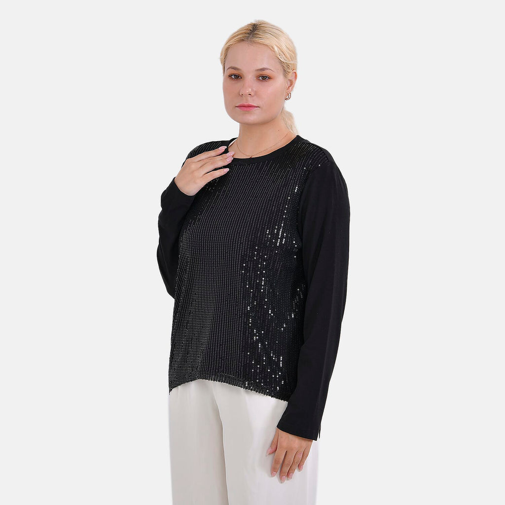 La Marey Sequin Top (Size XL) - Black