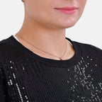 La Marey Sequin Top (Size XL) - Black