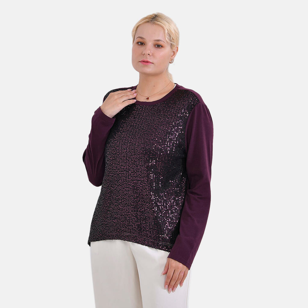 La Marey Sequin Top (Size XL) - Purple