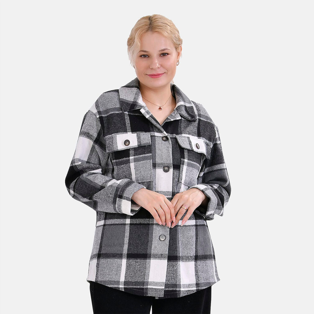 La Marey Check Pattern Long Length Shirt (Size XL) - Black