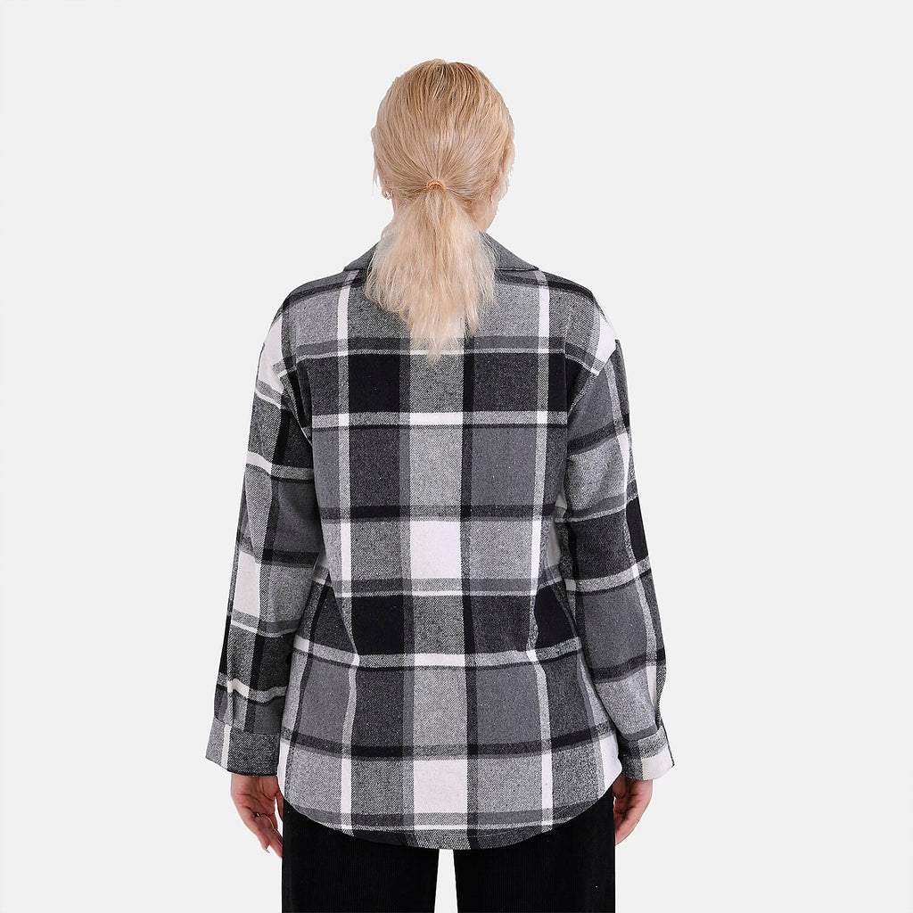 La Marey Check Pattern Long Length Shirt (Size XL) - Black