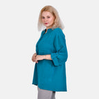 La Marey Cotton Blend 3-4 Sleeve Blouse (Size XL) - Blue