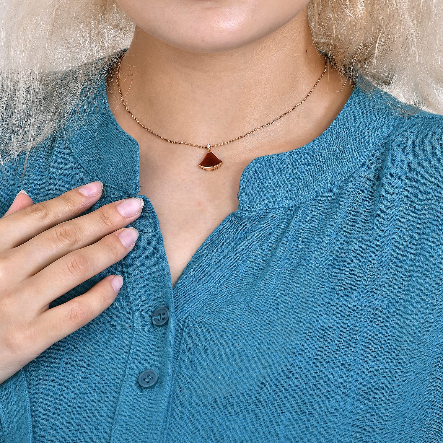 La Marey Cotton Blend 3-4 Sleeve Blouse (Size XL) - Blue