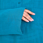 La Marey Cotton Blend 3-4 Sleeve Blouse (Size XL) - Blue