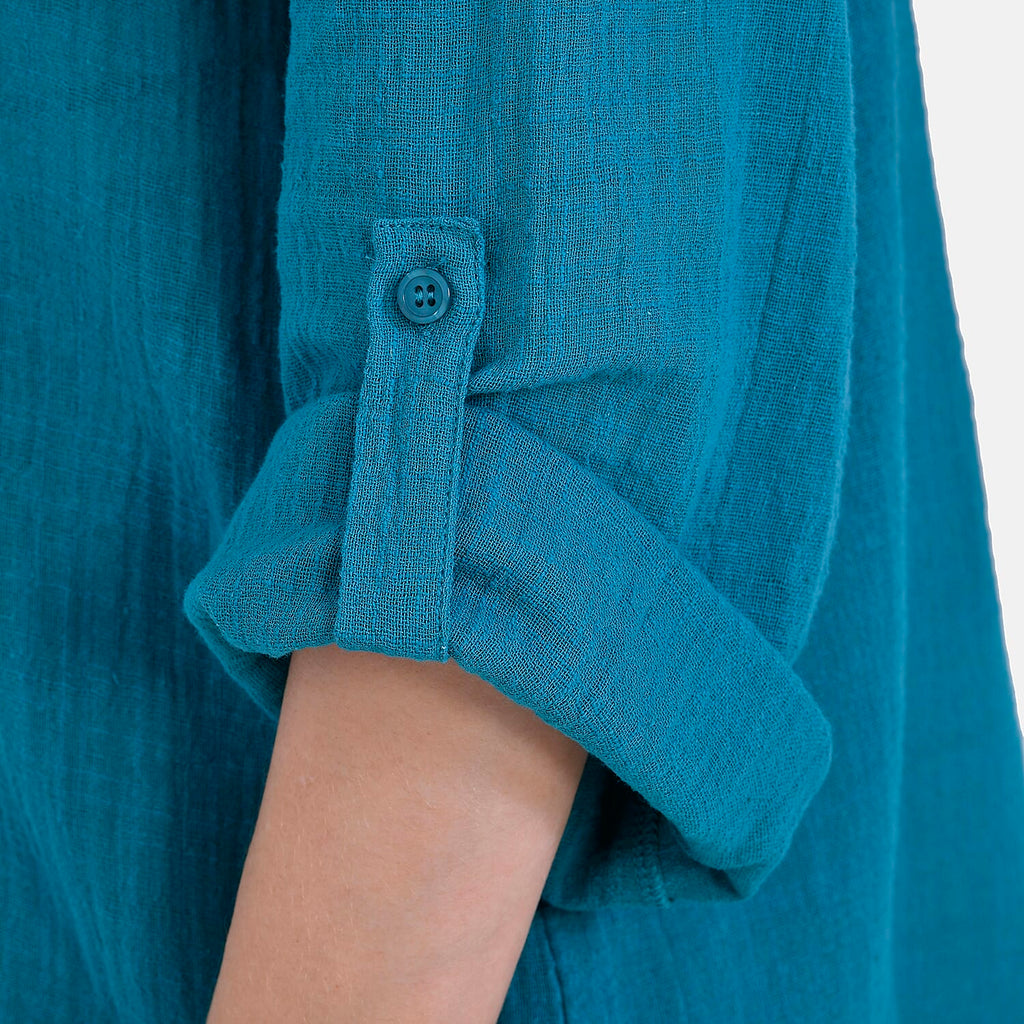 La Marey Cotton Blend 3-4 Sleeve Blouse (Size XL) - Blue
