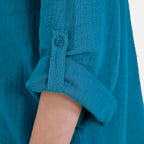 La Marey Cotton Blend 3-4 Sleeve Blouse (Size XL) - Blue