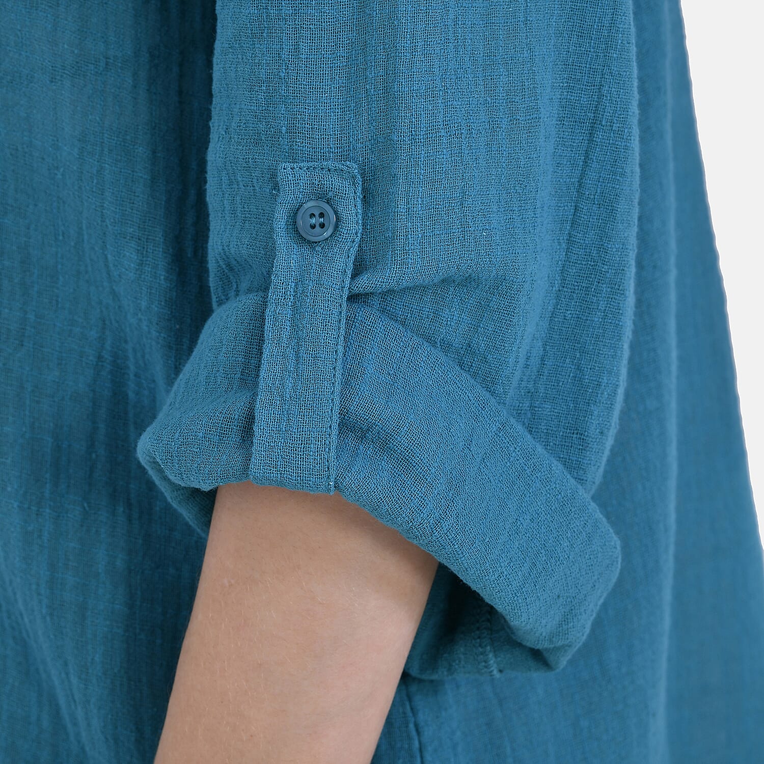 La Marey Cotton Blend 3-4 Sleeve Blouse (Size XL) - Blue
