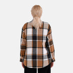 La Marey Check Pattern Long Length Shirt (Size L) - Brown