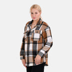 La Marey Check Pattern Long Length Shirt (Size XL) - Brown