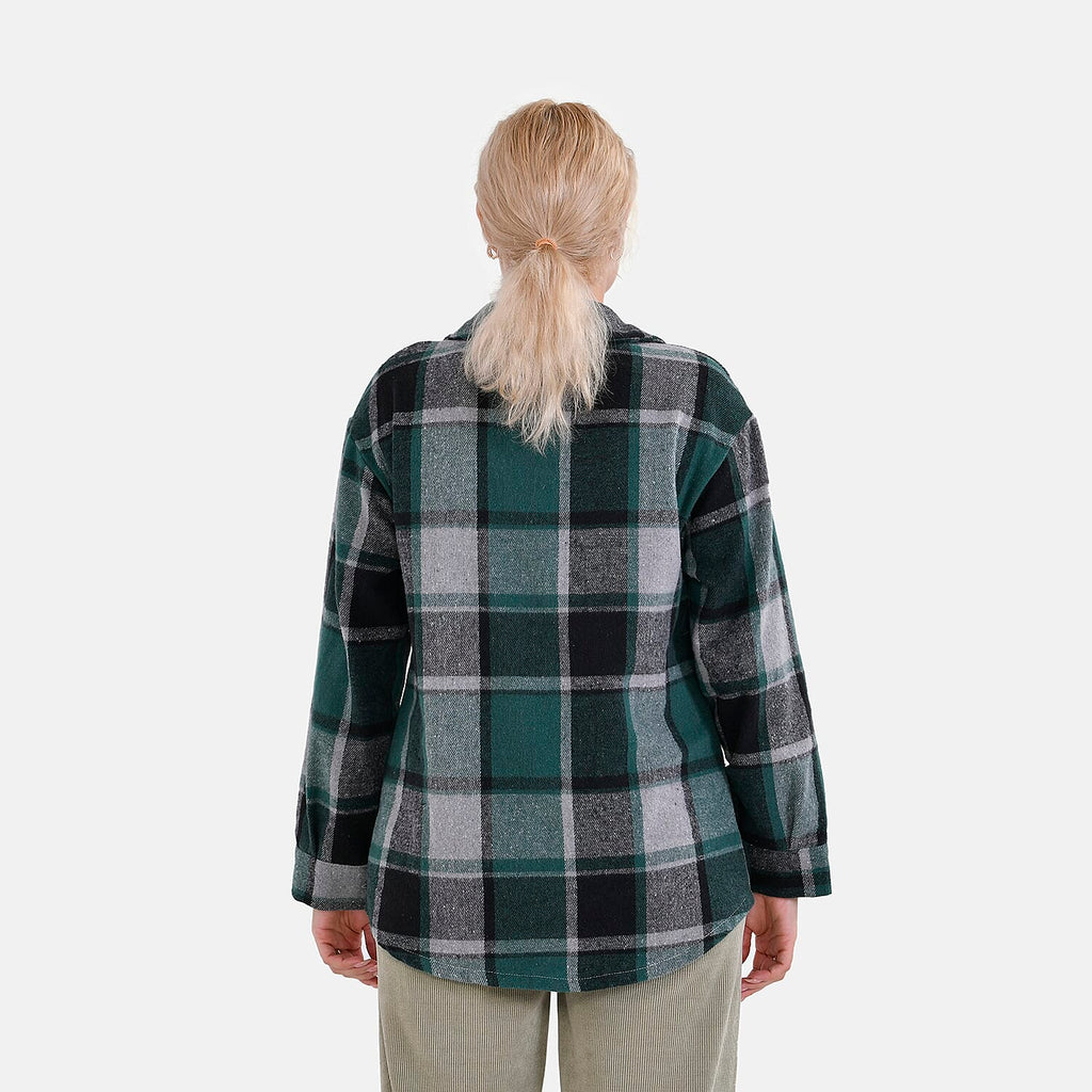 La Marey Check Pattern Long Length Shirt (Size L) - Green