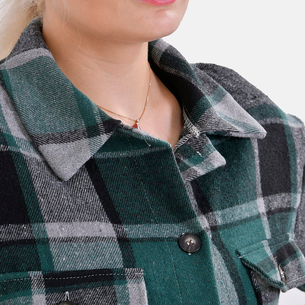 La Marey Check Pattern Long Length Shirt (Size XL) - Green