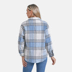 La Marey Brushed Checked Shirt-Coat - (Size 12-14) - Blue